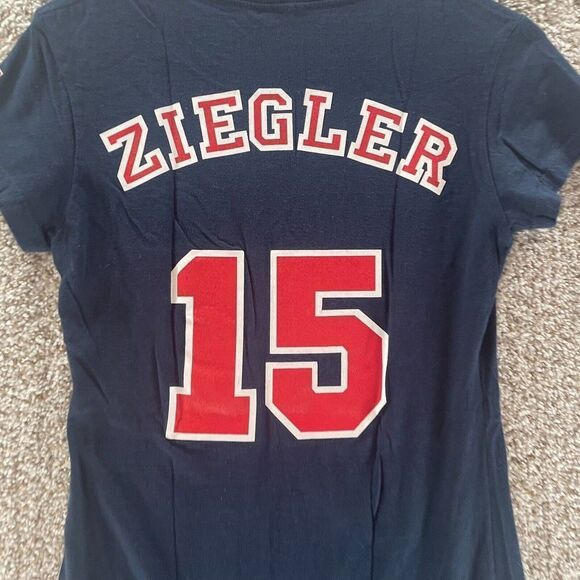 Speedo Shirt Womens Large Blue USA Swimming Kate Ziegler Cotton Casual Logo Crew - Picture 12 of 13